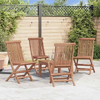 vidaXL Hopfällbara trädgårdsstolar 4 st massiv teak