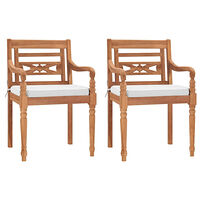vidaXL Bataviastolar 2 st med dynor massiv teak