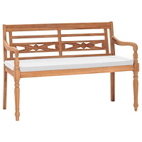 vidaXL Bataviabänk med dyna 120 cm teak