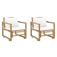 vidaXL Trädgårdsstolar 2 st med dynor bambu