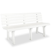 vidaXL Trädgårdsbänk 145,5 cm plast vit
