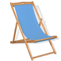 vidaXL Strandstol teakträ 56x105x96 cm blå
