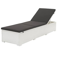 vidaXL Solsäng med dyna konstrotting vit