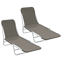 vidaXL Hopfällbara solsängar 2 st stål och tyg grå