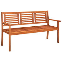 vidaXL Trädgårdsbänk 3-sits 150 cm massivt eukalyptusträ
