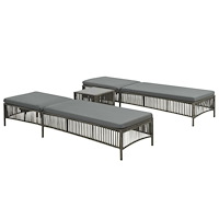 vidaXL Solsängar 2 st med bord konstrotting grå