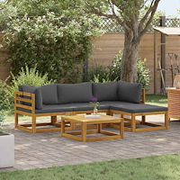 vidaXL Loungegrupp för trädgården med dynor 5 delar massivt akaciaträ