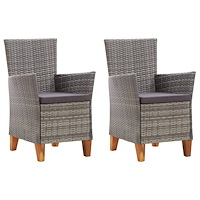 vidaXL Trädgårdsfåtöljer 2 st med dynor konstrotting grå