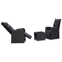 vidaXL Caféset med dynor 3 delar konstrotting svart