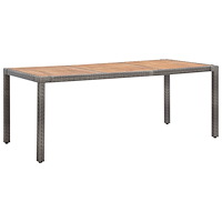 vidaXL Trädgårdsbord grå 190x90x75 cm konstrotting massivt akaciaträ