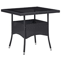 vidaXL Matbord för trädgård svart konstrotting och glas