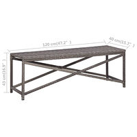 vidaXL Trädgårdsbänk 120 cm konstrotting grå