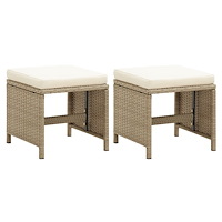 vidaXL Trädgårdsstolar 2 st med dynor konstrotting beige