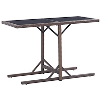 vidaXL Trädgårdsbord brun 110x53x72 cm glas och konstrotting