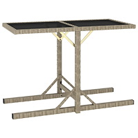 vidaXL Trädgårdsbord beige 110x53x72 cm glas och konstrotting