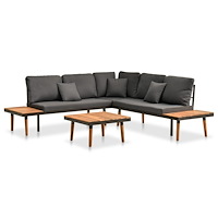 vidaXL Loungegrupp med dynor 4 delar massivt akaciaträ