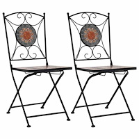 vidaXL Caféstolar i mosaik 2 st orange/grå