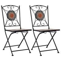 vidaXL Caféstolar i mosaik 2 st orange/grå