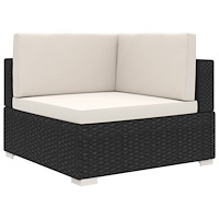 vidaXL Hörnsits till modulsoffa 1 st med dynor konstrotting svart