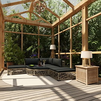 vidaXL Loungegrupp med dynor 6 delar konstrotting grå