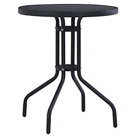 vidaXL Trädgårdsbord svart 80 cm stål och glas