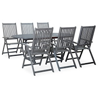 vidaXL Trädgårdsmöbelset 7 delar grå