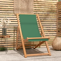 vidaXL Hopfällbar strandstol massiv teak grön