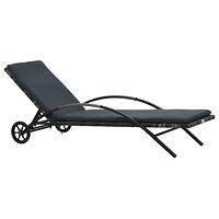 vidaXL Solsäng med dyna & hjul konstrotting antracit