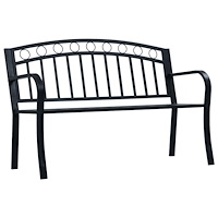 vidaXL Trädgårdsbänk 125 cm svart stål