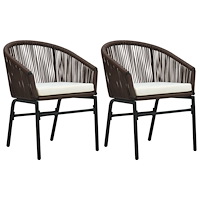 vidaXL Trädgårdsstolar 2 st brun PE-rotting