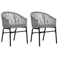 vidaXL Trädgårdsstolar 2 st grå PE-rotting