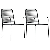 vidaXL Trädgårdsstolar 2 st bomullsrep och stål svart