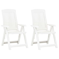 vidaXL Justerbara trädgårdsstolar 2 st plast vit