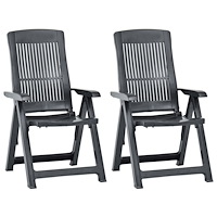 vidaXL Justerbara trädgårdsstolar 2 st plast antracit