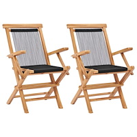 vidaXL Hopfällbara trädgårdsstolar 2 st massiv teak och rep