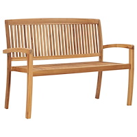 vidaXL Stapelbar trädgårdsbänk 2-sits 128,5 cm massiv teak