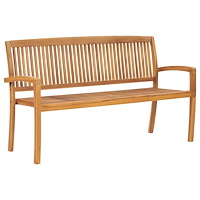 vidaXL Stapelbar trädgårdsbänk 3-sits 159 cm massiv teak