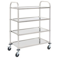 vidaXL Serveringsvagn 4 våningar 107x55x125 cm rostfritt stål