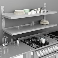 vidaXL Svävande vägghylla 2 plan rostfritt stål 150x30 cm