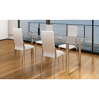 vidaXL Matstolar 4 st vit konstläder