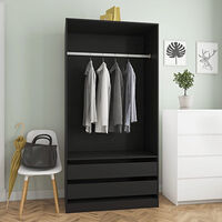 vidaXL Garderob svart 100x50x200 cm konstruerat trä