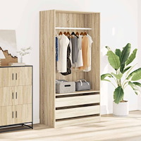 vidaXL Garderob sonoma-ek 100x50x200 cm konstruerat trä