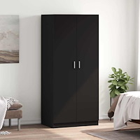 vidaXL Garderob svart 80x52x180 cm konstruerat trä