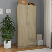 vidaXL Garderob sonoma-ek 80x52x180 cm konstruerat trä