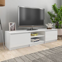 vidaXL TV-bänk vit högglans 140x40x35,5 cm konstruerat trä