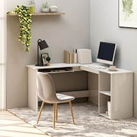 vidaXL Skrivbord L-format vit högglans 120x140x75 cm konstruerat trä