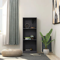 vidaXL Bokhylla 3 hyllor grå 40x24x109 cm konstruerat trä