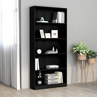 vidaXL Bokhylla 5 hyllor svart 80x24x175 cm konstruerat trä