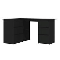 vidaXL Hörnskrivbord svart 145x100x76 cm konstruerat trä