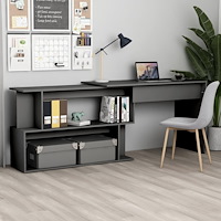vidaXL Skrivbord hörn grå 200x50x76 cm konstruerat trä